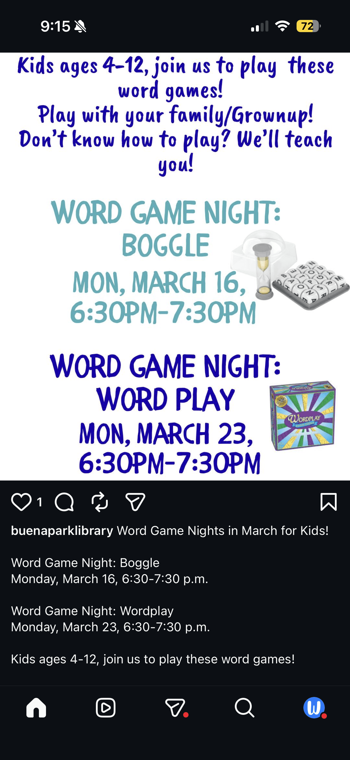 Word Game Night: Wordplay โ Buena Park Library